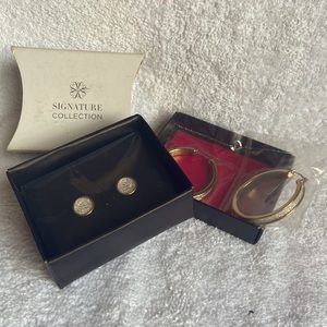 Avon Signature Collection Pretty As A Diamond 2 Pair Rose Goldtone Earring Set